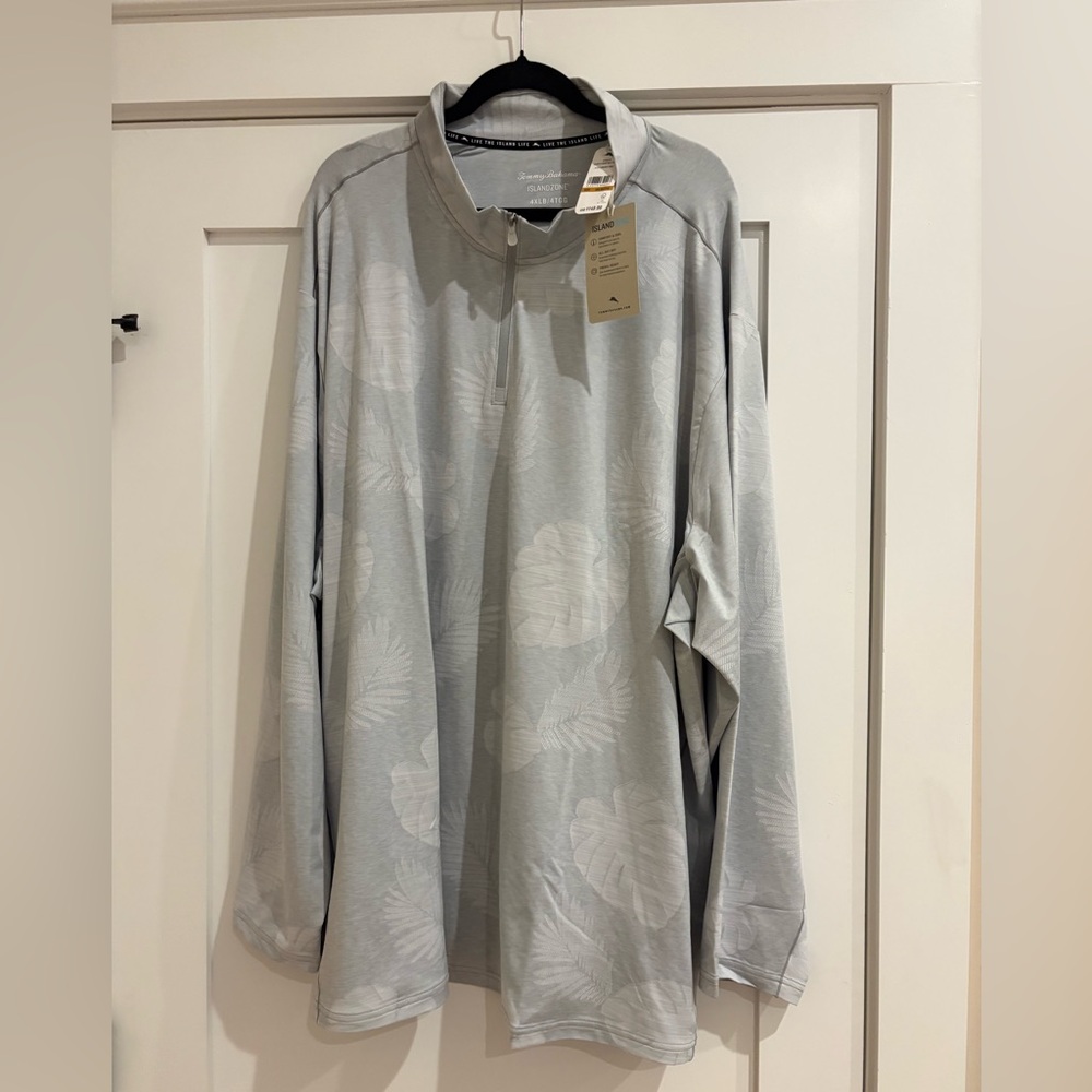 New Tommy Bahama Gray Long-Sleeve Quarter-Zip Shirt - 4XL